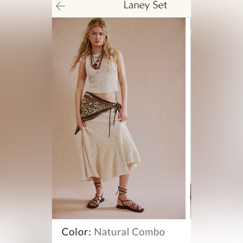 Freepeople Laney Set size L Natural Combo $128 sold out on FP site NWT